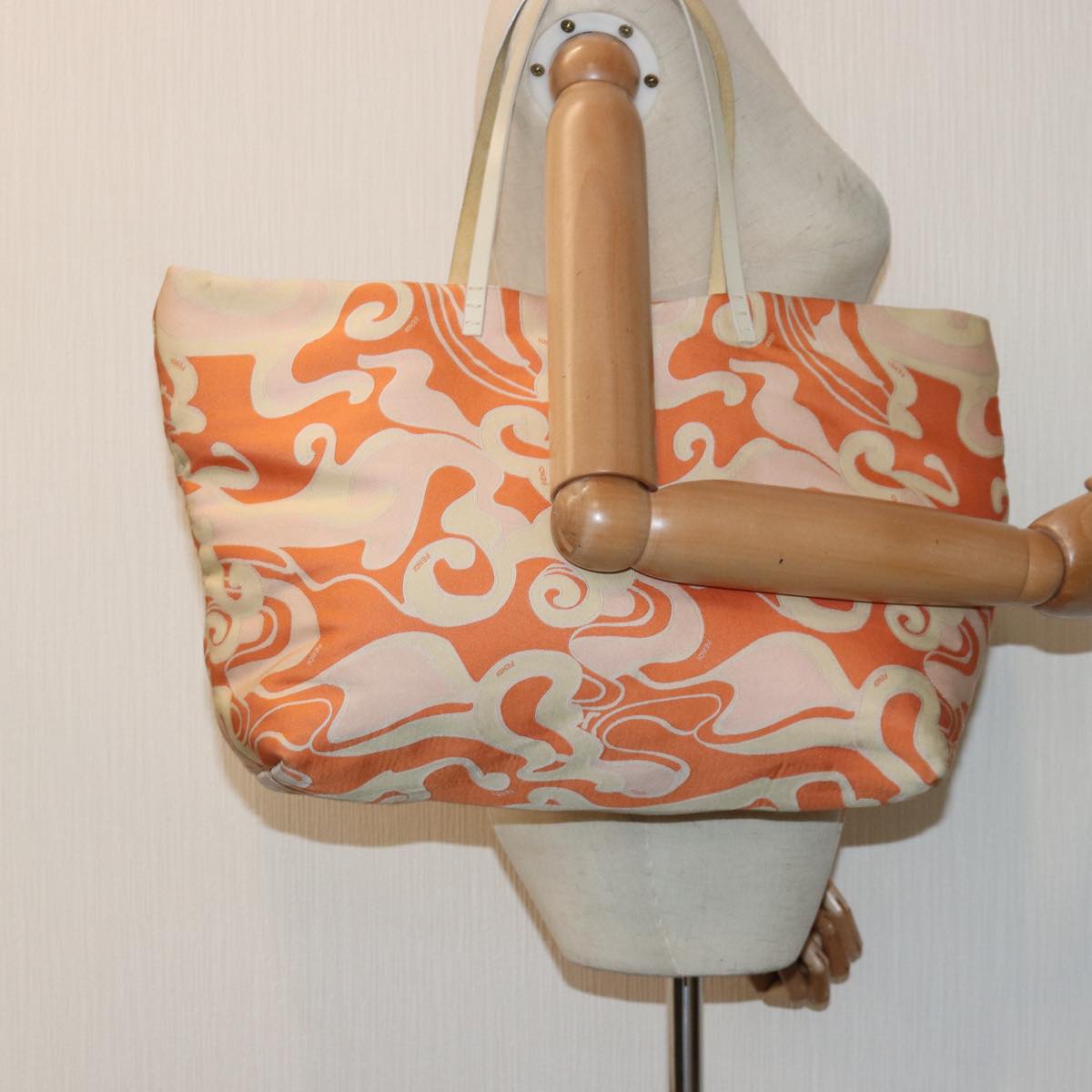 FENDI Tote Bag Canvas Orange Gold 84555