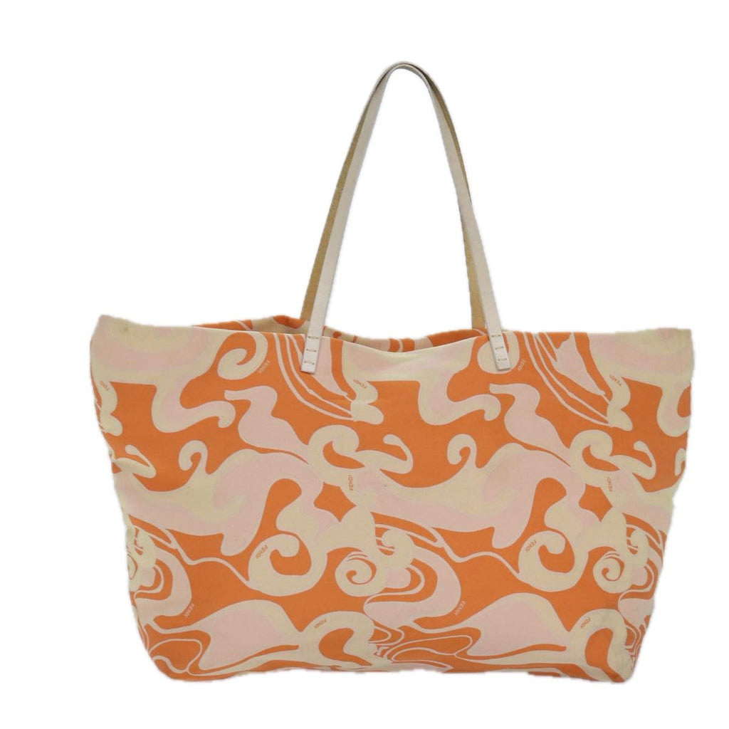 FENDI Tote Bag Canvas Orange Gold 84555