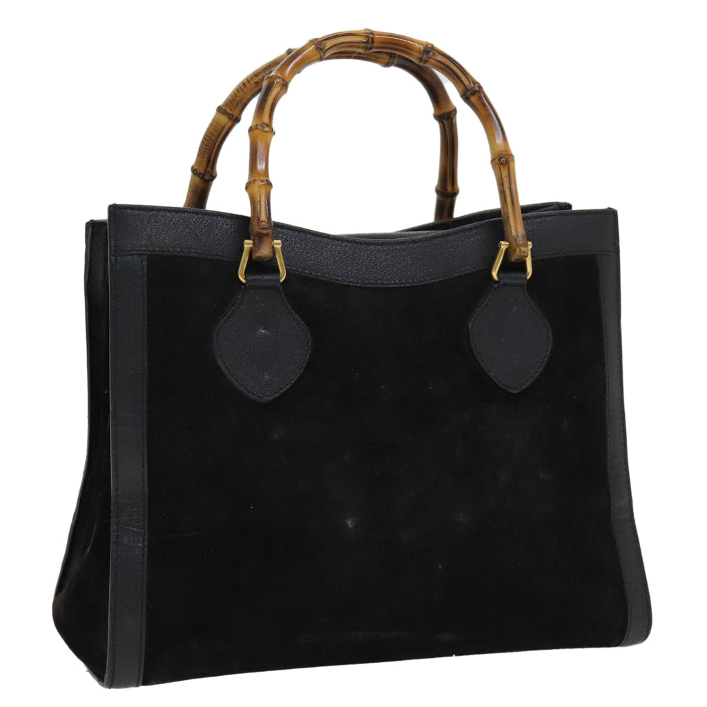 GUCCI Bamboo Hand Bag Leather Black Gold 002 2853 0260 0 84558