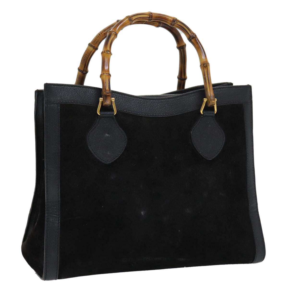 GUCCI Bamboo Hand Bag Leather Black Gold 002 2853 0260 0 84558