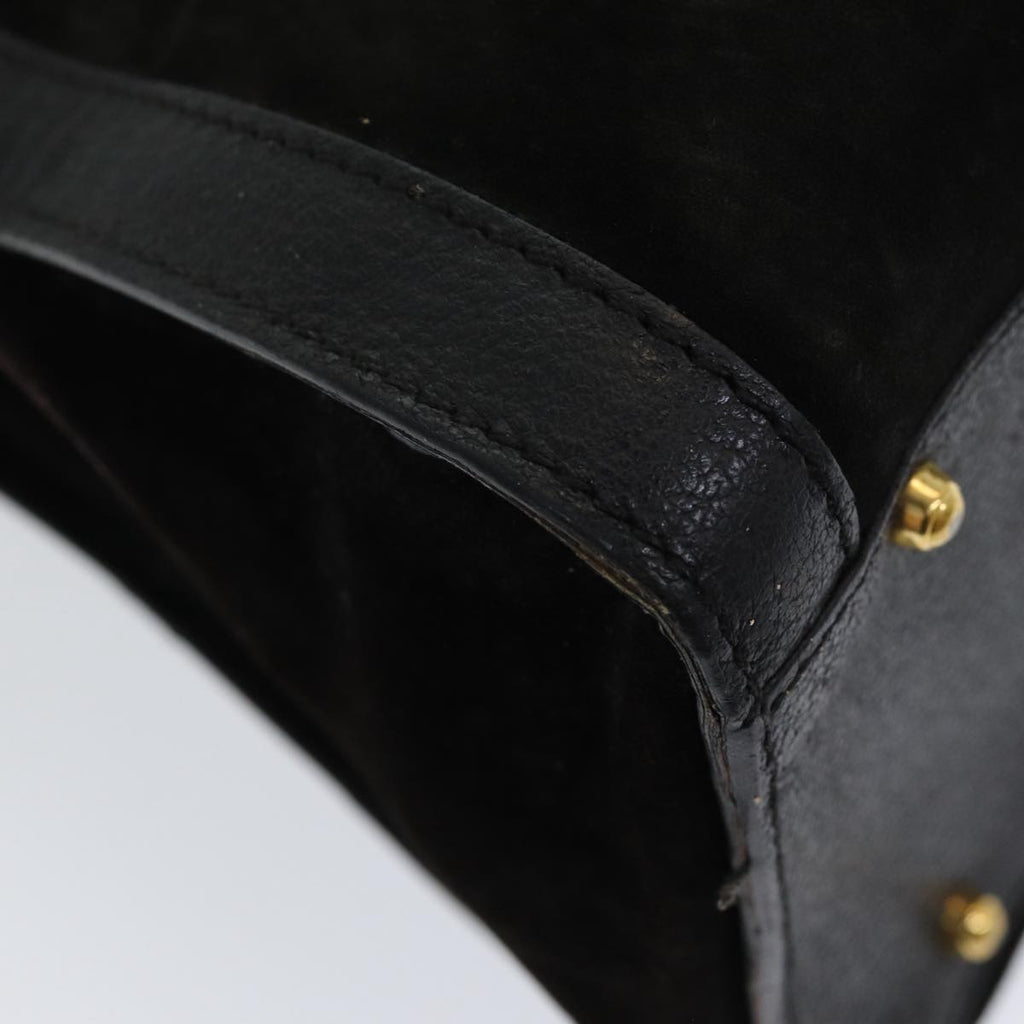 GUCCI Bamboo Hand Bag Leather Black Gold 002 2853 0260 0 84558