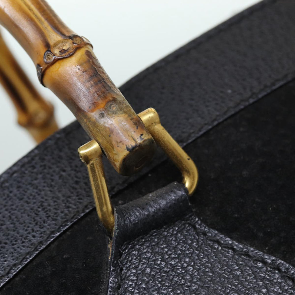 GUCCI Bamboo Hand Bag Leather Black Gold 002 2853 0260 0 84558