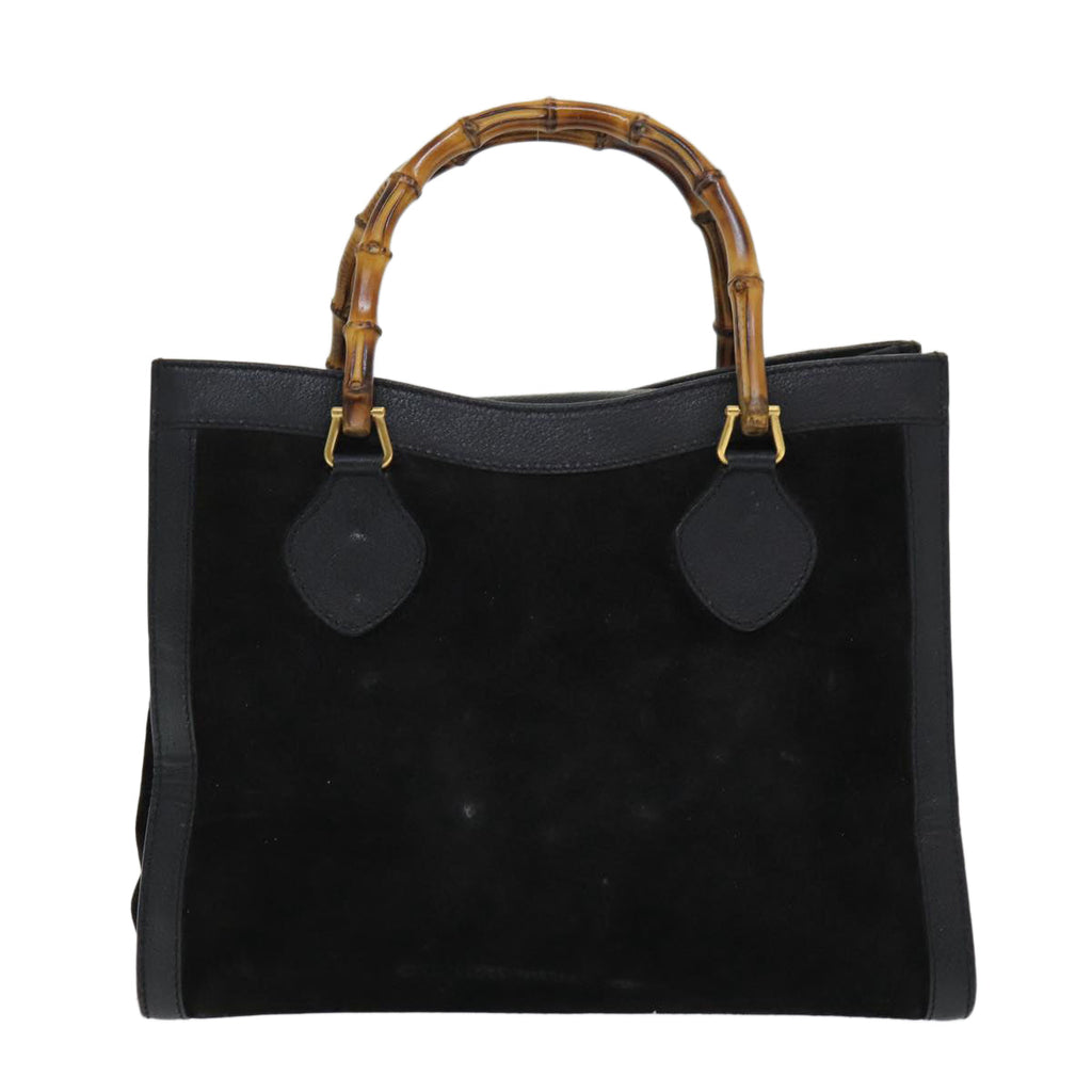 GUCCI Bamboo Hand Bag Leather Black Gold 002 2853 0260 0 84558