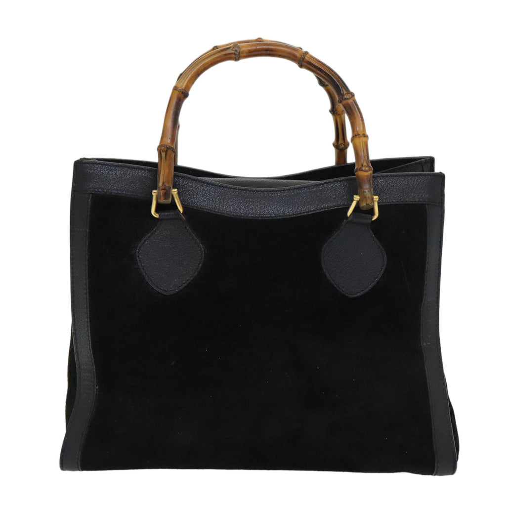 GUCCI Bamboo Hand Bag Leather Black Gold 002 2853 0260 0 84558