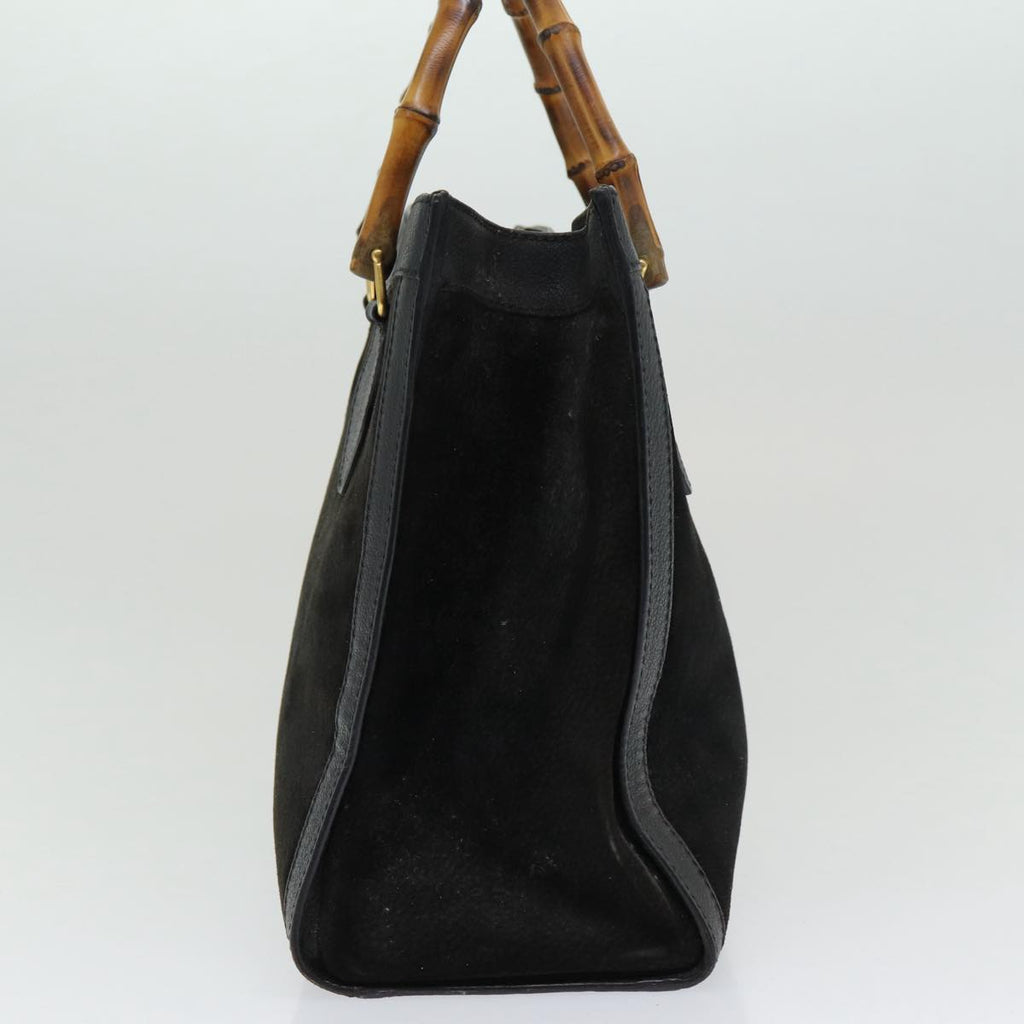 GUCCI Bamboo Hand Bag Leather Black Gold 002 2853 0260 0 84558