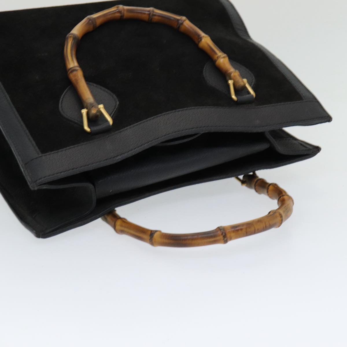 GUCCI Bamboo Hand Bag Leather Black Gold 002 2853 0260 0 84558