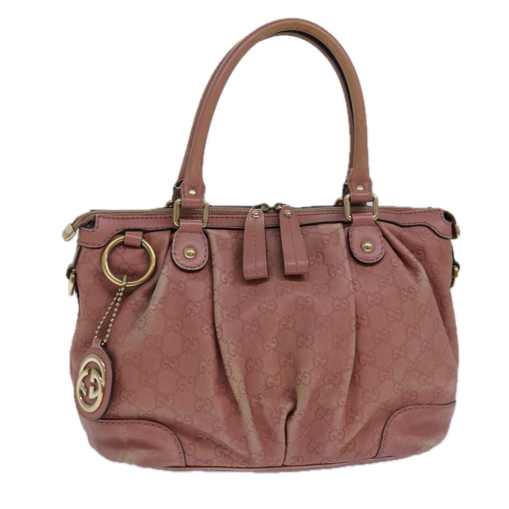GUCCI GG Canvas Guccissima Hand Bag Leather Pink Gold 247902 84559