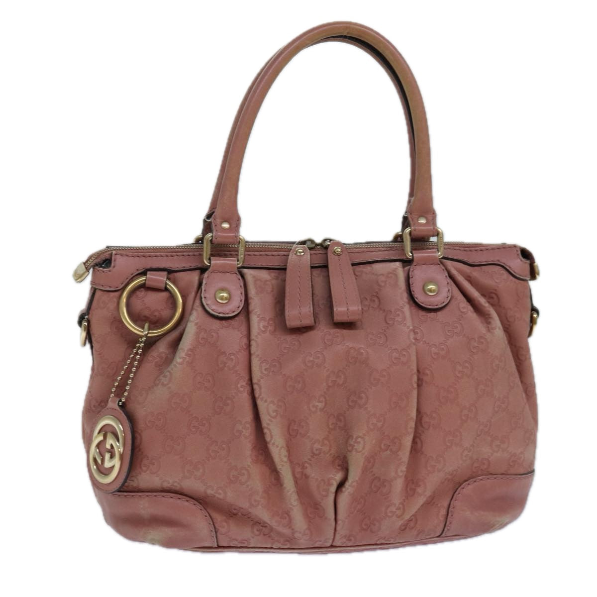 GUCCI GG Canvas Guccissima Hand Bag Leather Pink Gold 247902 84559