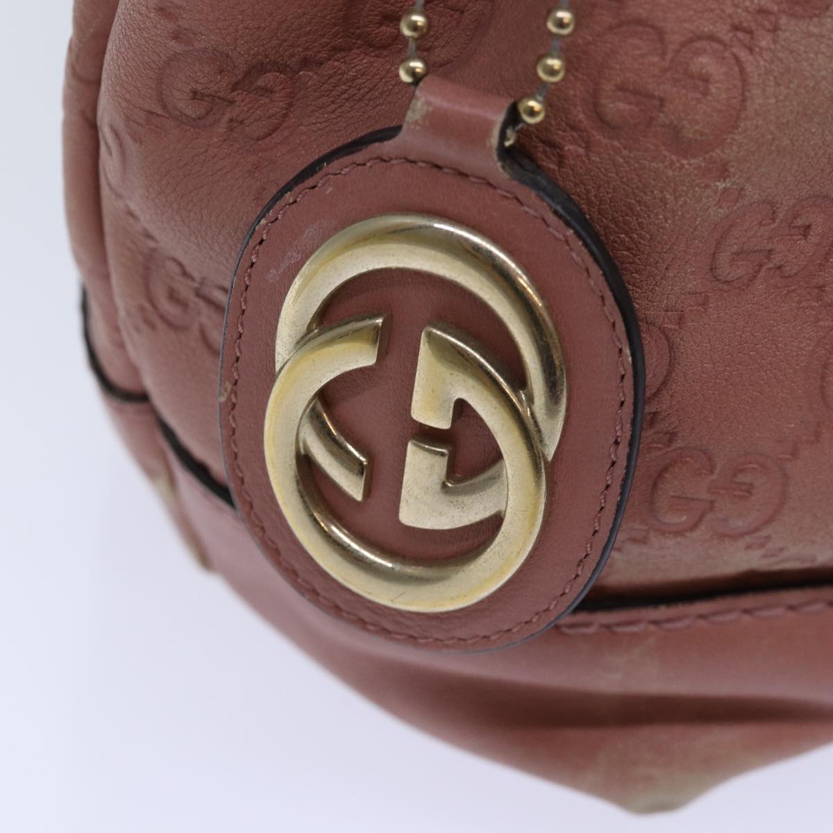GUCCI GG Canvas Guccissima Hand Bag Leather Pink Gold 247902 84559