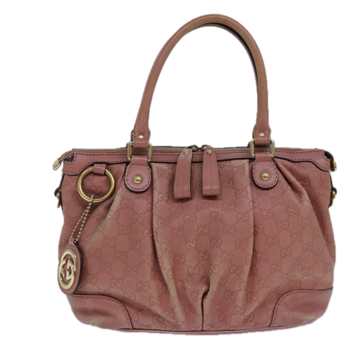 GUCCI GG Canvas Guccissima Hand Bag Leather Pink Gold 247902 84559