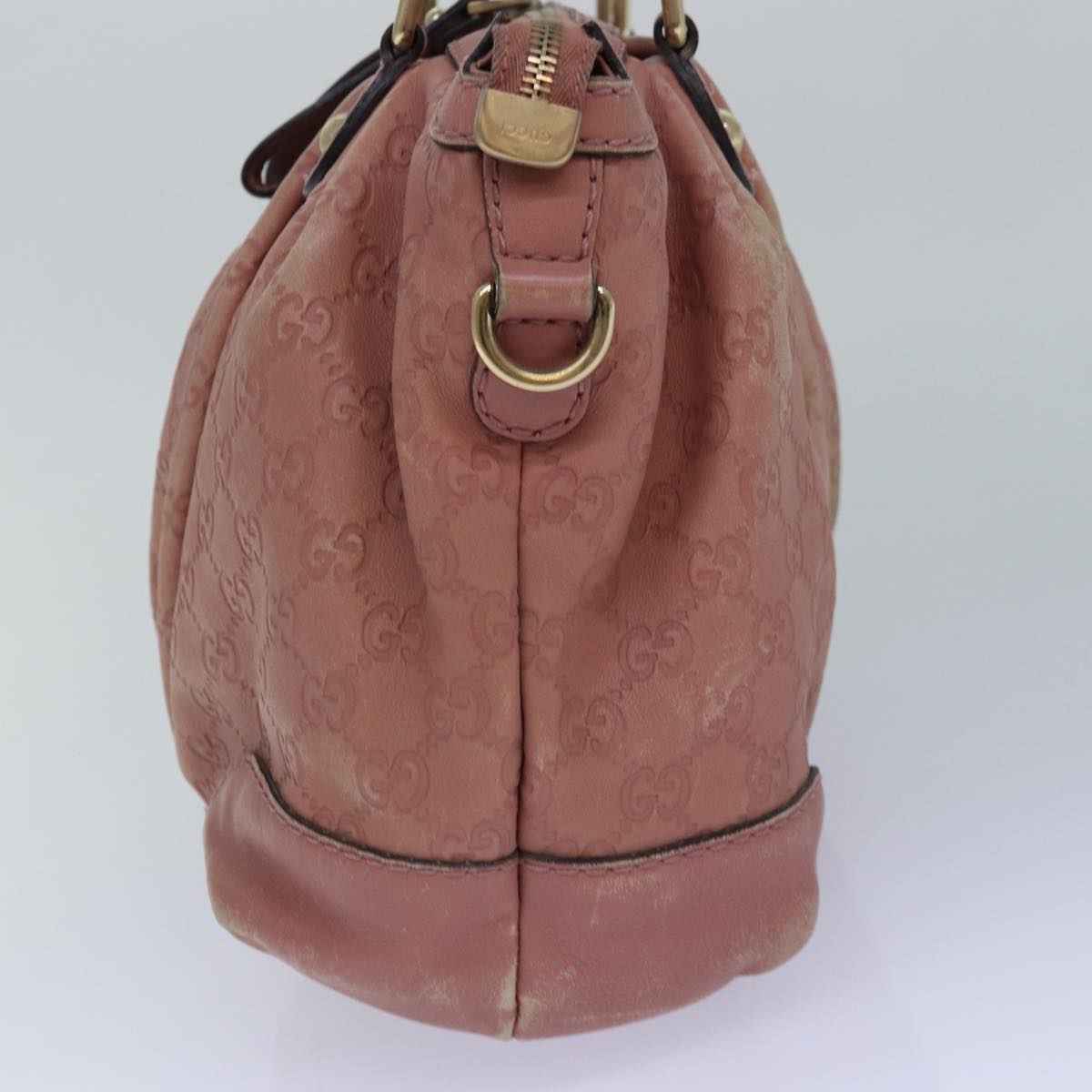 GUCCI GG Canvas Guccissima Hand Bag Leather Pink Gold 247902 84559