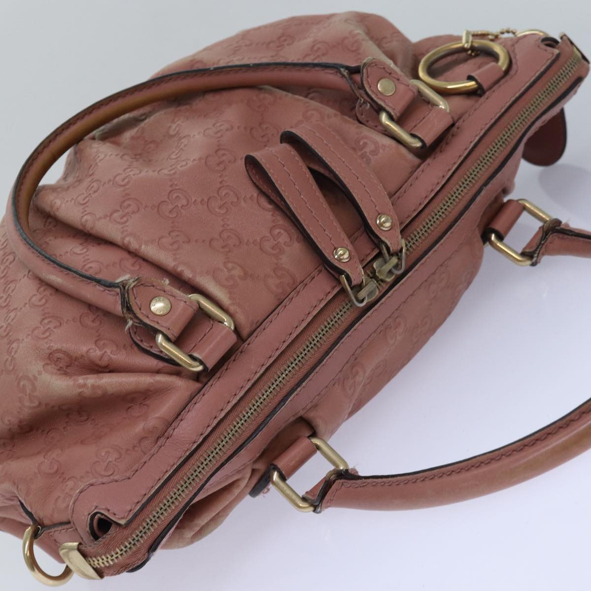 GUCCI GG Canvas Guccissima Hand Bag Leather Pink Gold 247902 84559
