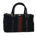 GUCCI GG Canvas Web Sherry Line Boston Bag Black Red Gold 010 378 84562