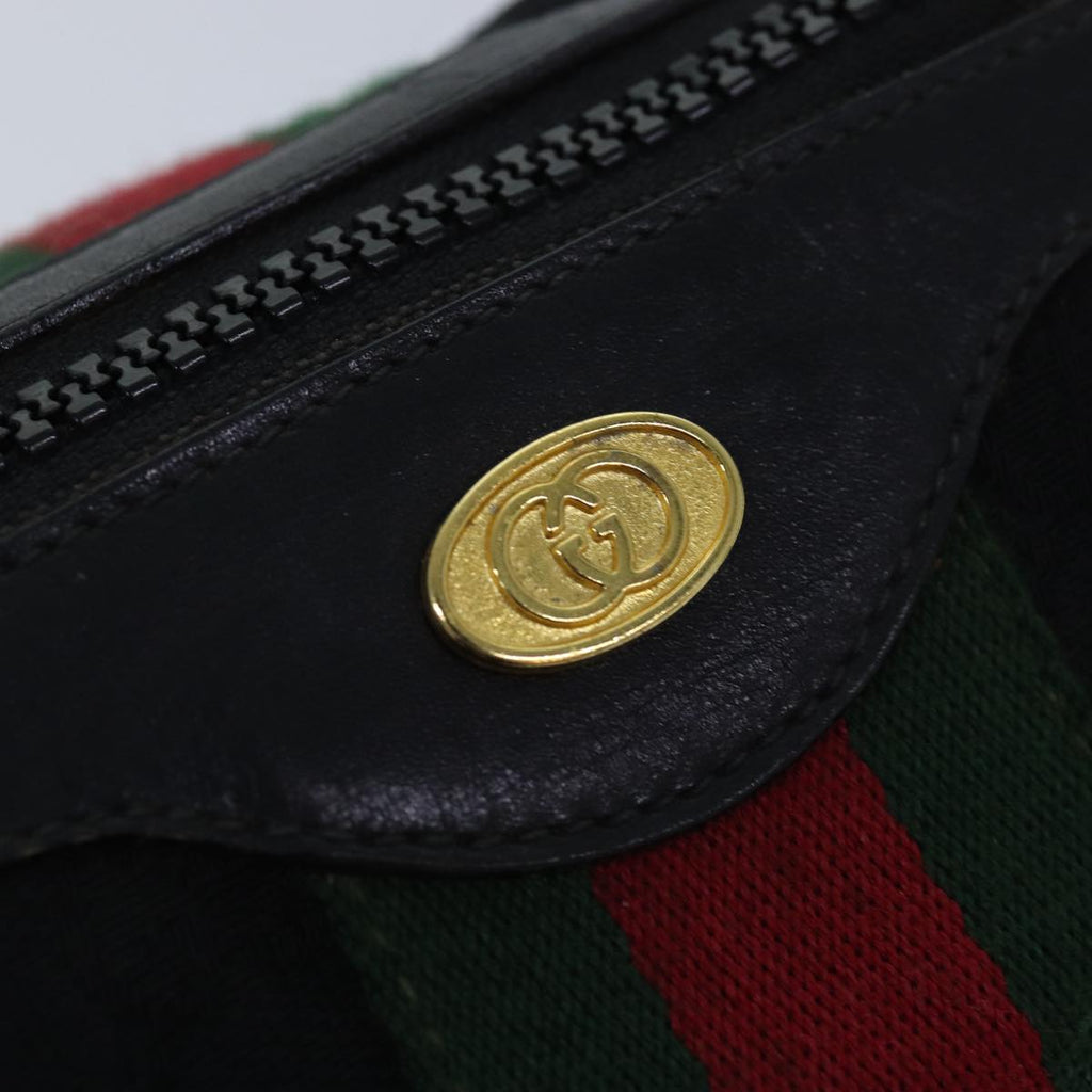 GUCCI GG Canvas Web Sherry Line Boston Bag Black Red Gold 010 378 84562