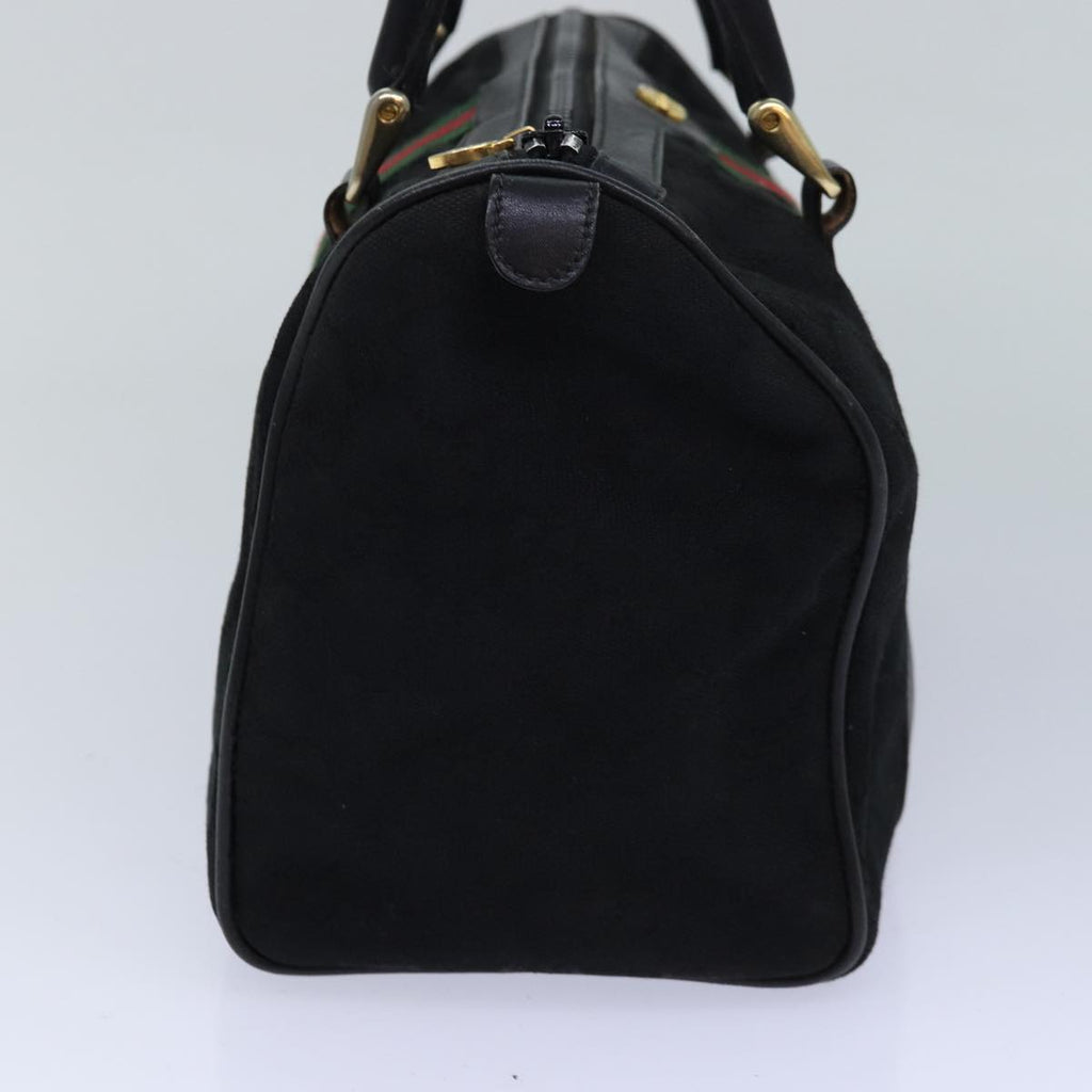GUCCI GG Canvas Web Sherry Line Boston Bag Black Red Gold 010 378 84562
