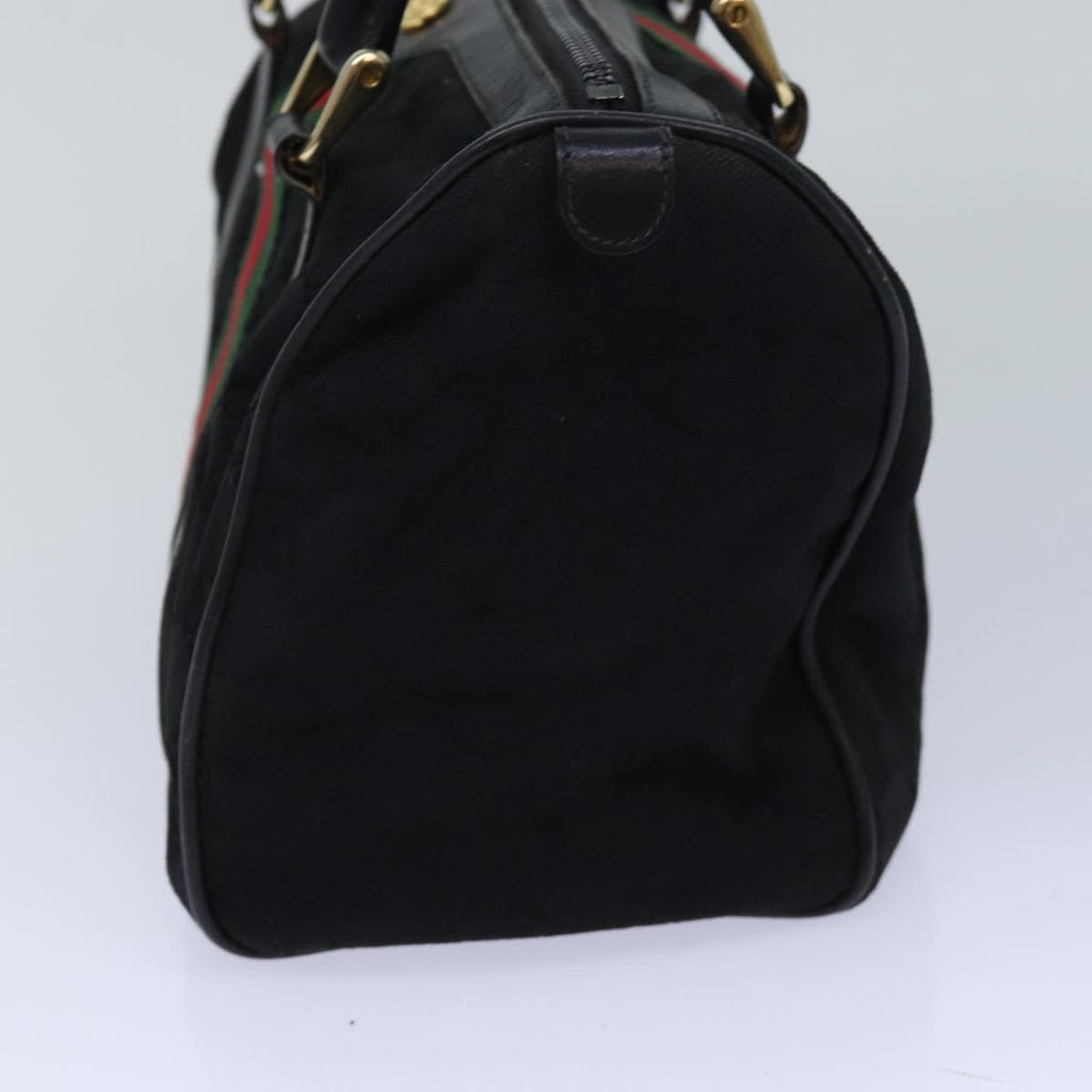 GUCCI GG Canvas Web Sherry Line Boston Bag Black Red Gold 010 378 84562