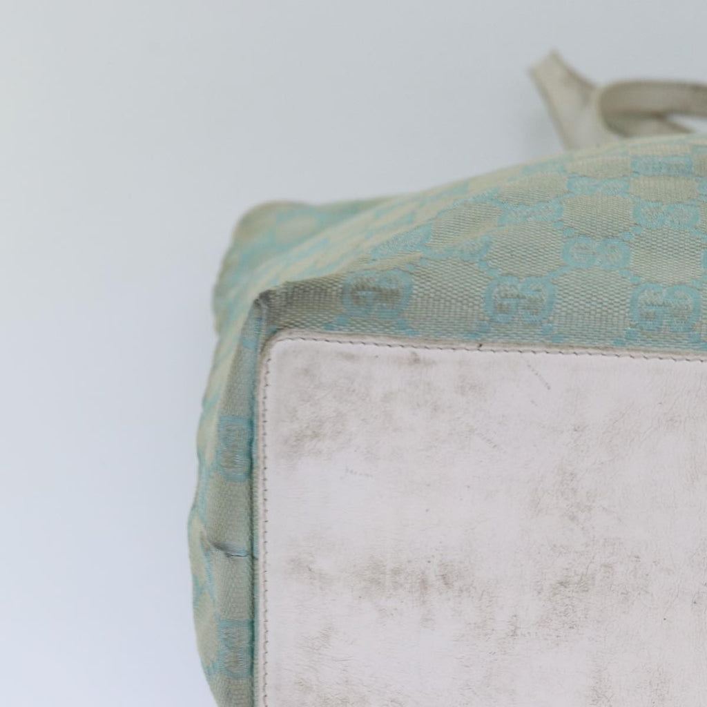 GUCCI GG Canvas Tote Bag Light Blue White gold 002 1098 84563