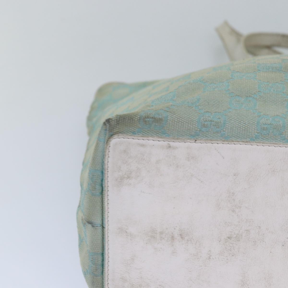 GUCCI GG Canvas Tote Bag Light Blue White gold 002 1098 84563