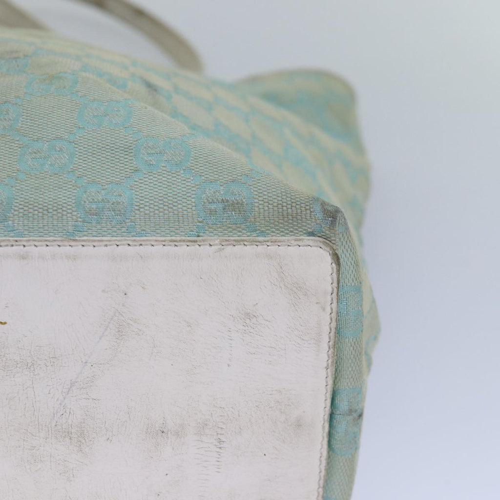 GUCCI GG Canvas Tote Bag Light Blue White gold 002 1098 84563