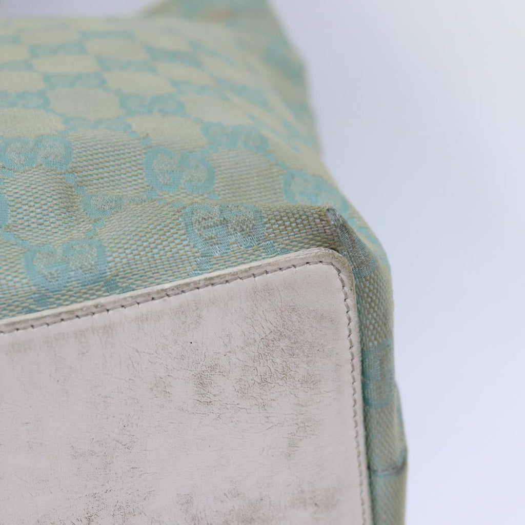 GUCCI GG Canvas Tote Bag Light Blue White gold 002 1098 84563