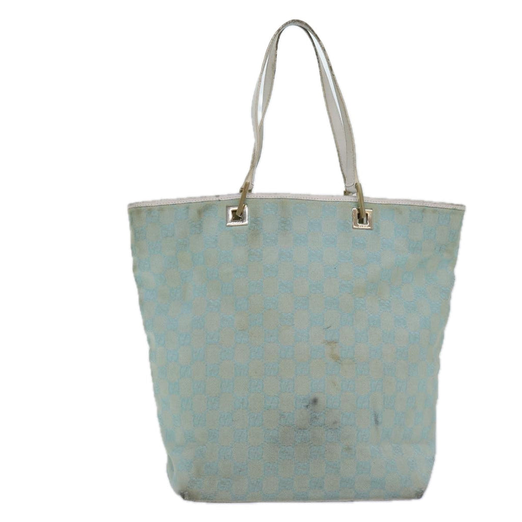 GUCCI GG Canvas Tote Bag Light Blue White gold 002 1098 84563