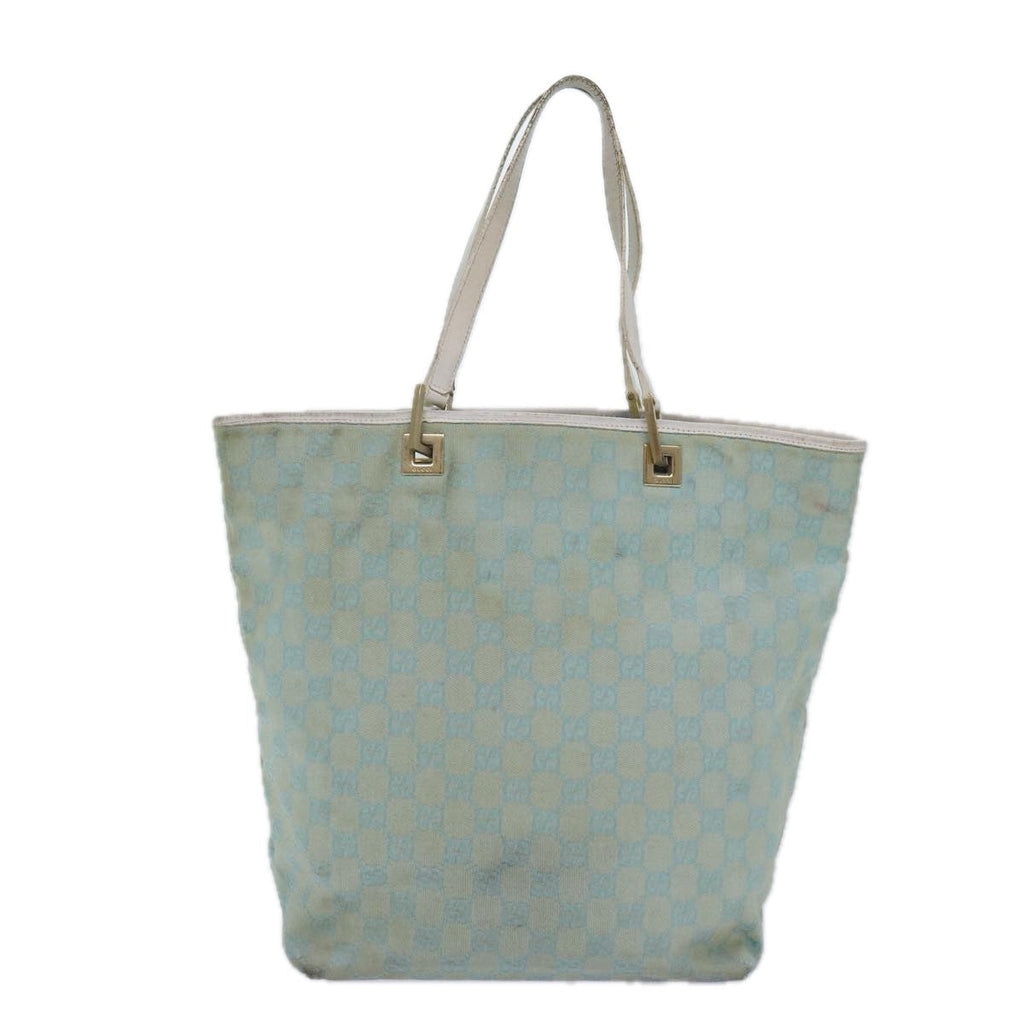 GUCCI GG Canvas Tote Bag Light Blue White gold 002 1098 84563