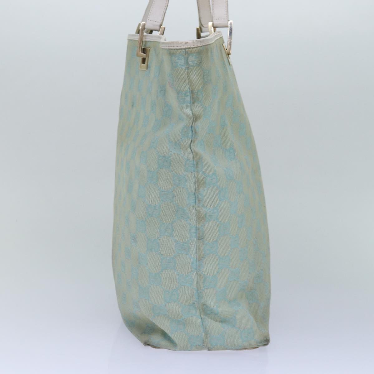 GUCCI GG Canvas Tote Bag Light Blue White gold 002 1098 84563