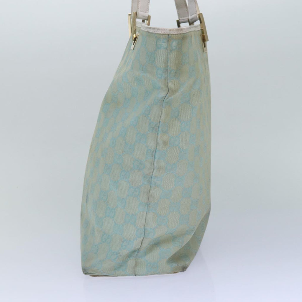 GUCCI GG Canvas Tote Bag Light Blue White gold 002 1098 84563