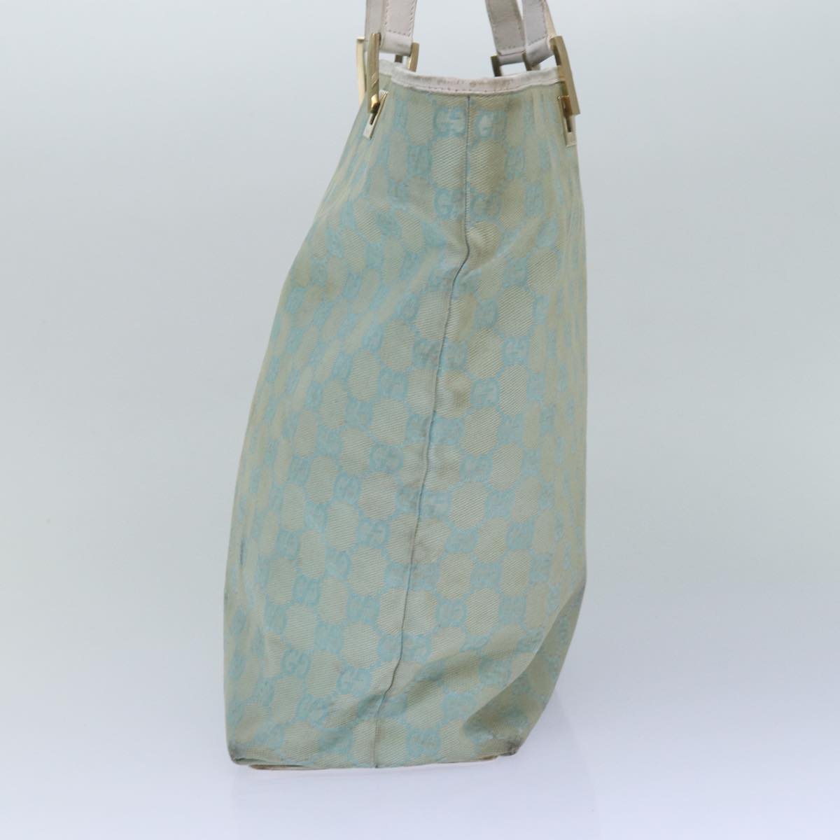 GUCCI GG Canvas Tote Bag Light Blue White gold 002 1098 84563