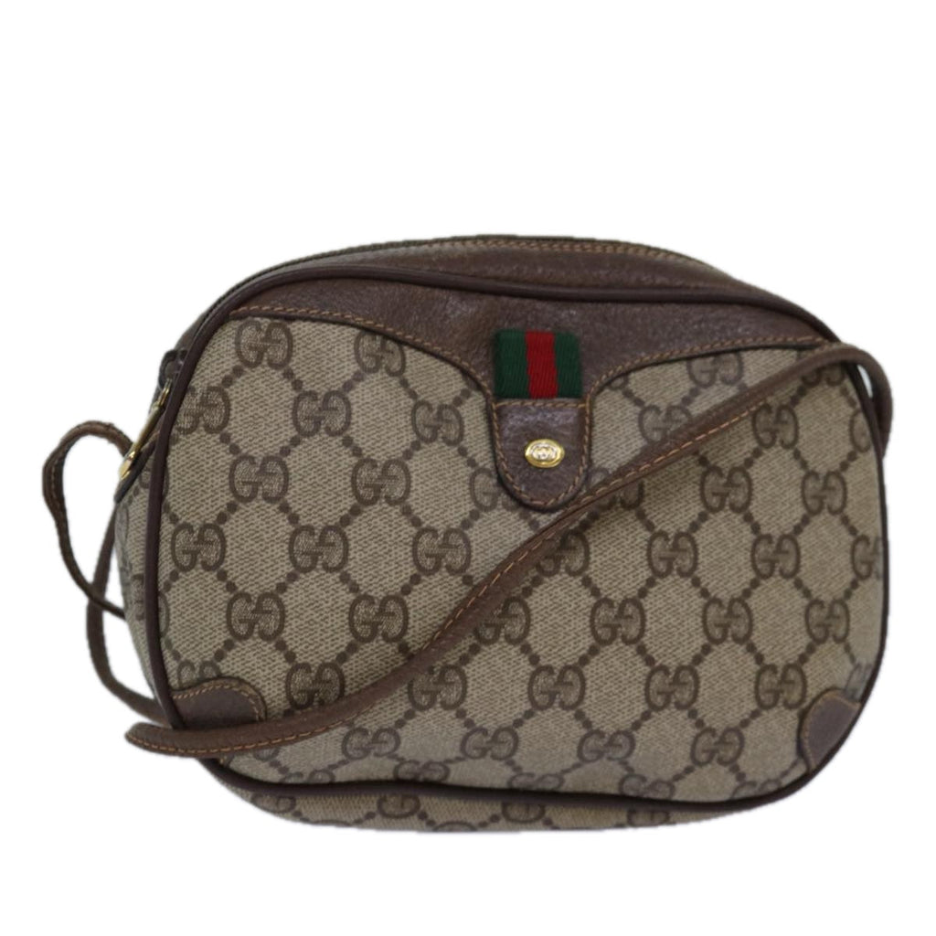 GUCCI GG Supreme Shoulder Bag PVC Leather Beige Red gold 89 02 066 84564