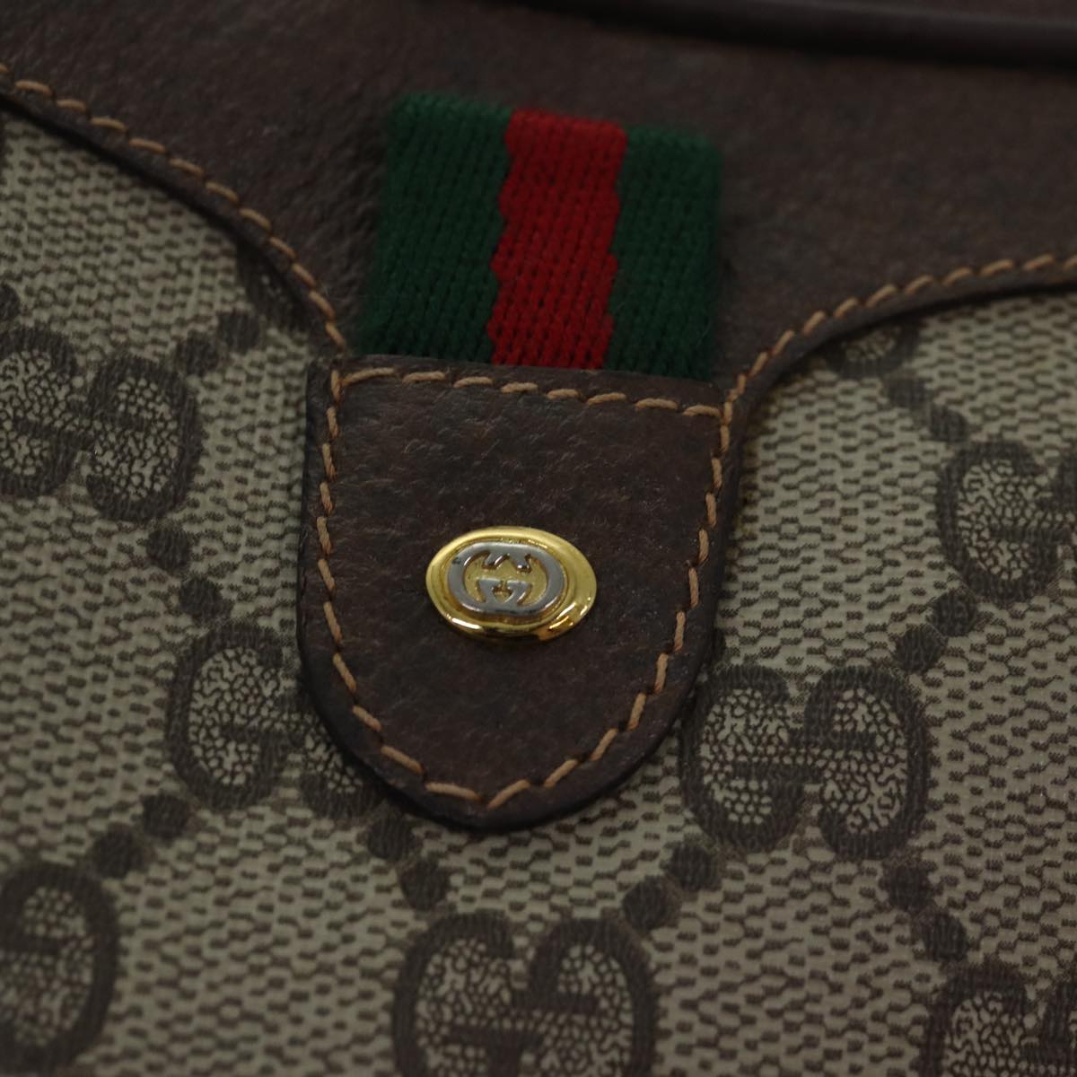 GUCCI GG Supreme Shoulder Bag PVC Leather Beige Red gold 89 02 066 84564