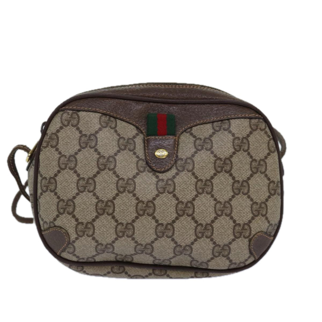 GUCCI GG Supreme Shoulder Bag PVC Leather Beige Red gold 89 02 066 84564