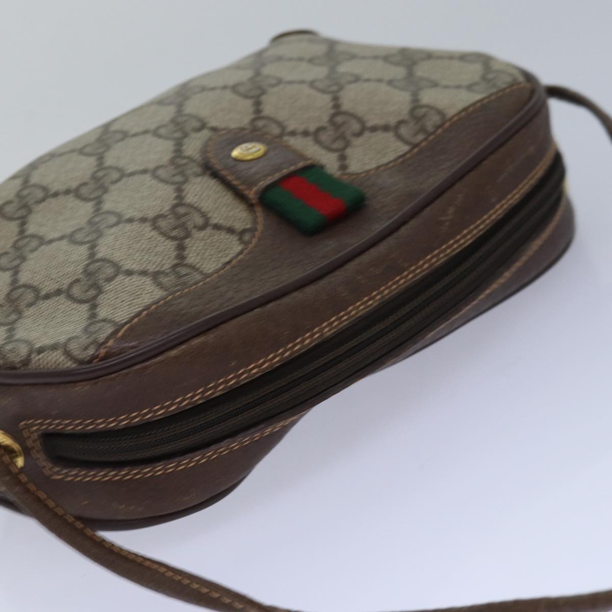 GUCCI GG Supreme Shoulder Bag PVC Leather Beige Red gold 89 02 066 84564