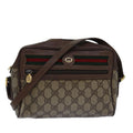 GUCCI GG Supreme Web Sherry Line Shoulder Bag PVC Beige Red gold 84565