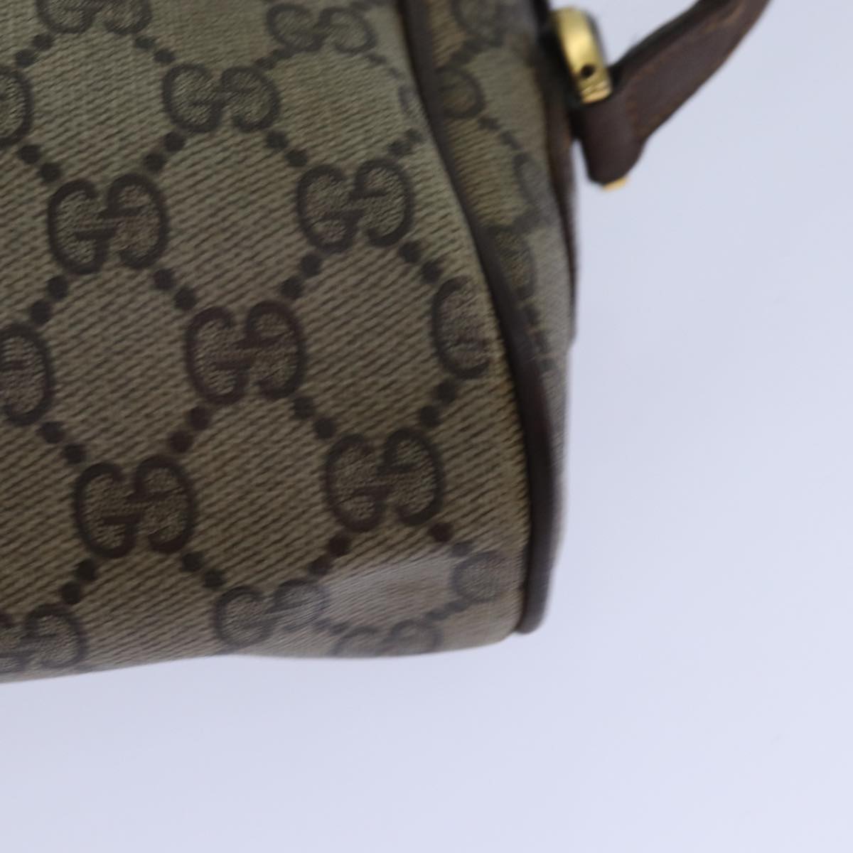 GUCCI GG Supreme Web Sherry Line Shoulder Bag PVC Beige Red gold 84565