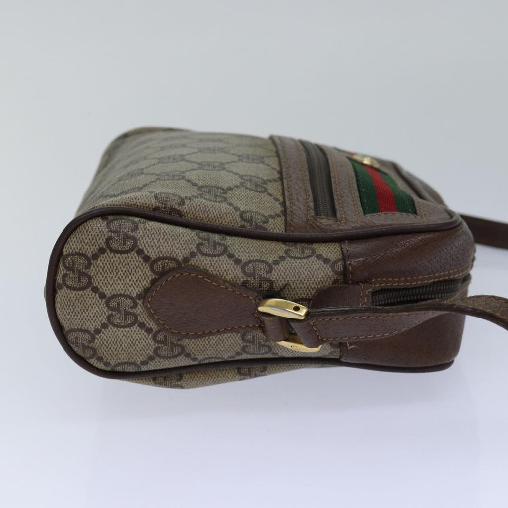 GUCCI GG Supreme Web Sherry Line Shoulder Bag PVC Beige Red gold 84565