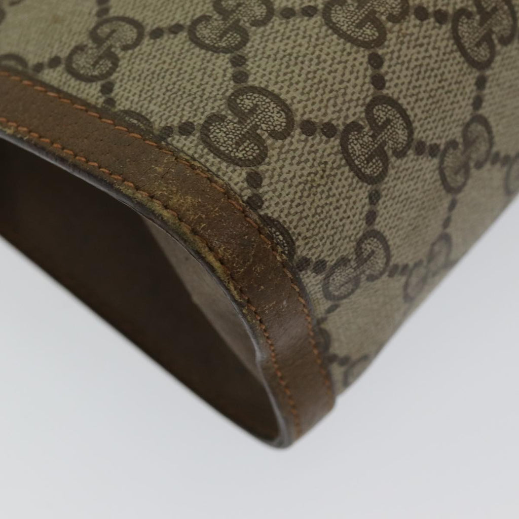 GUCCI GG Supreme Web Sherry Line Clutch Bag PVC Leather Beige Red 84566