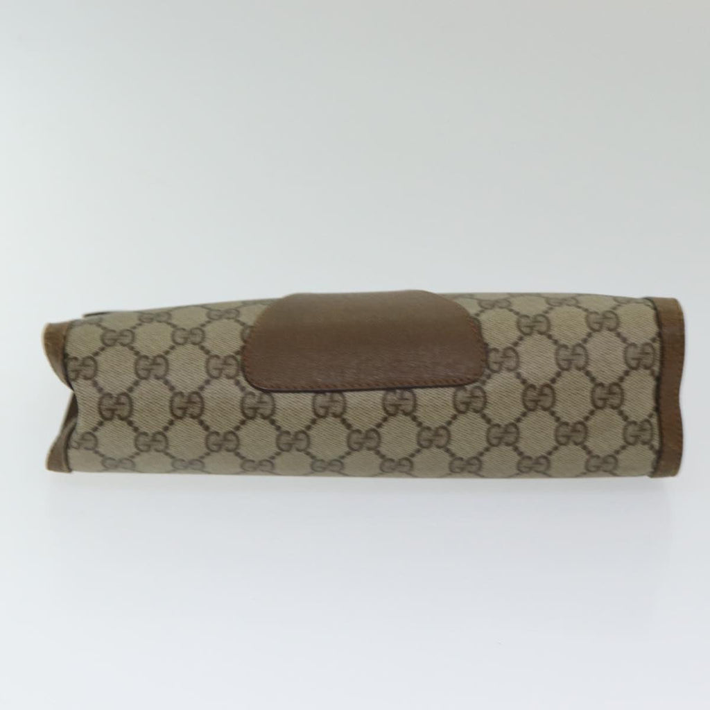 GUCCI GG Supreme Web Sherry Line Clutch Bag PVC Leather Beige Red 84566