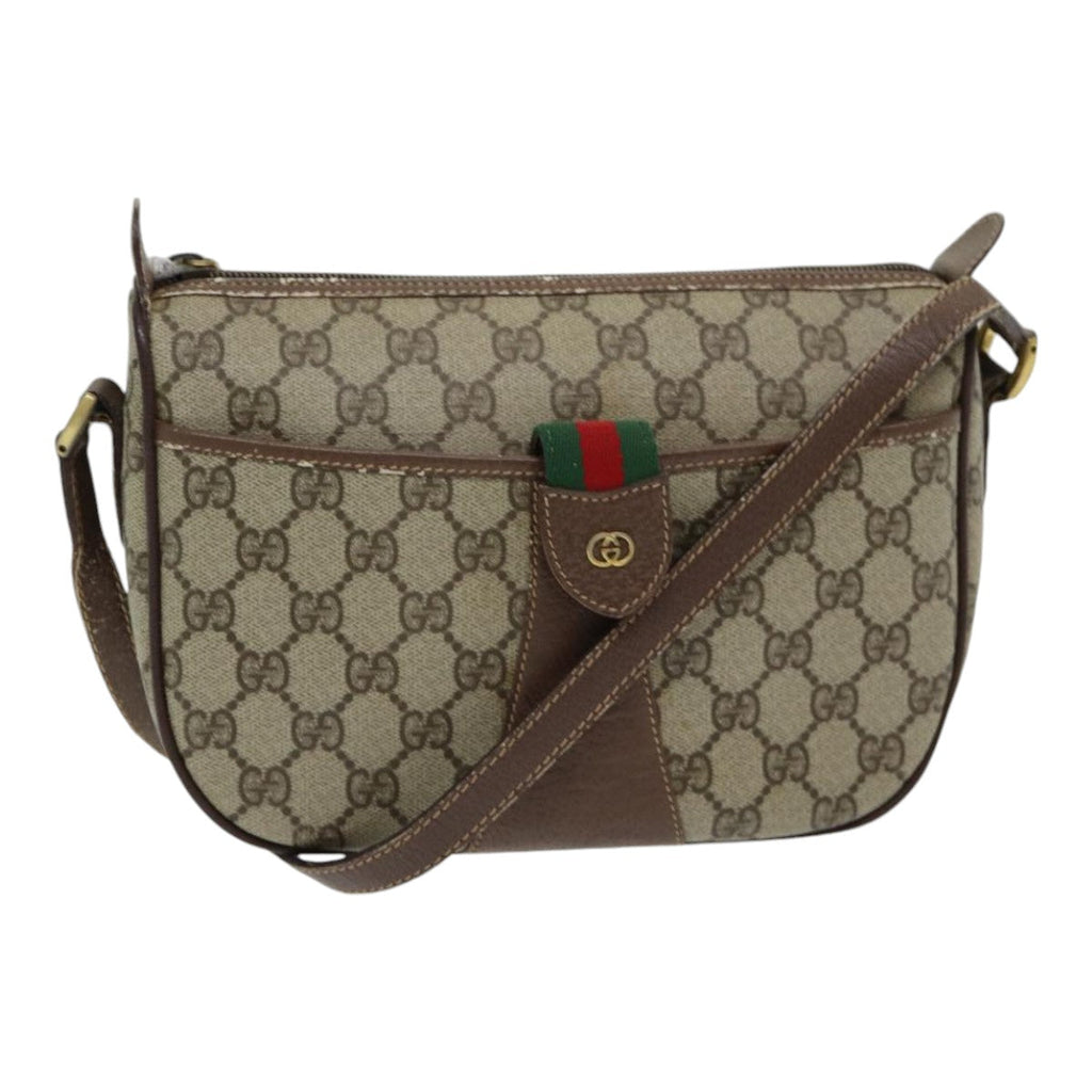 GUCCI GG Supreme Web Sherry Line Shoulder Bag PVC Beige 001 754 6177 84567