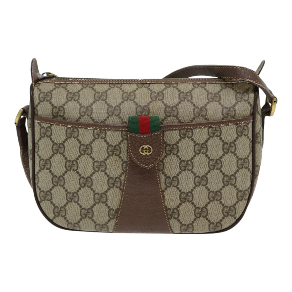 GUCCI GG Supreme Web Sherry Line Shoulder Bag PVC Beige 001 754 6177 84567