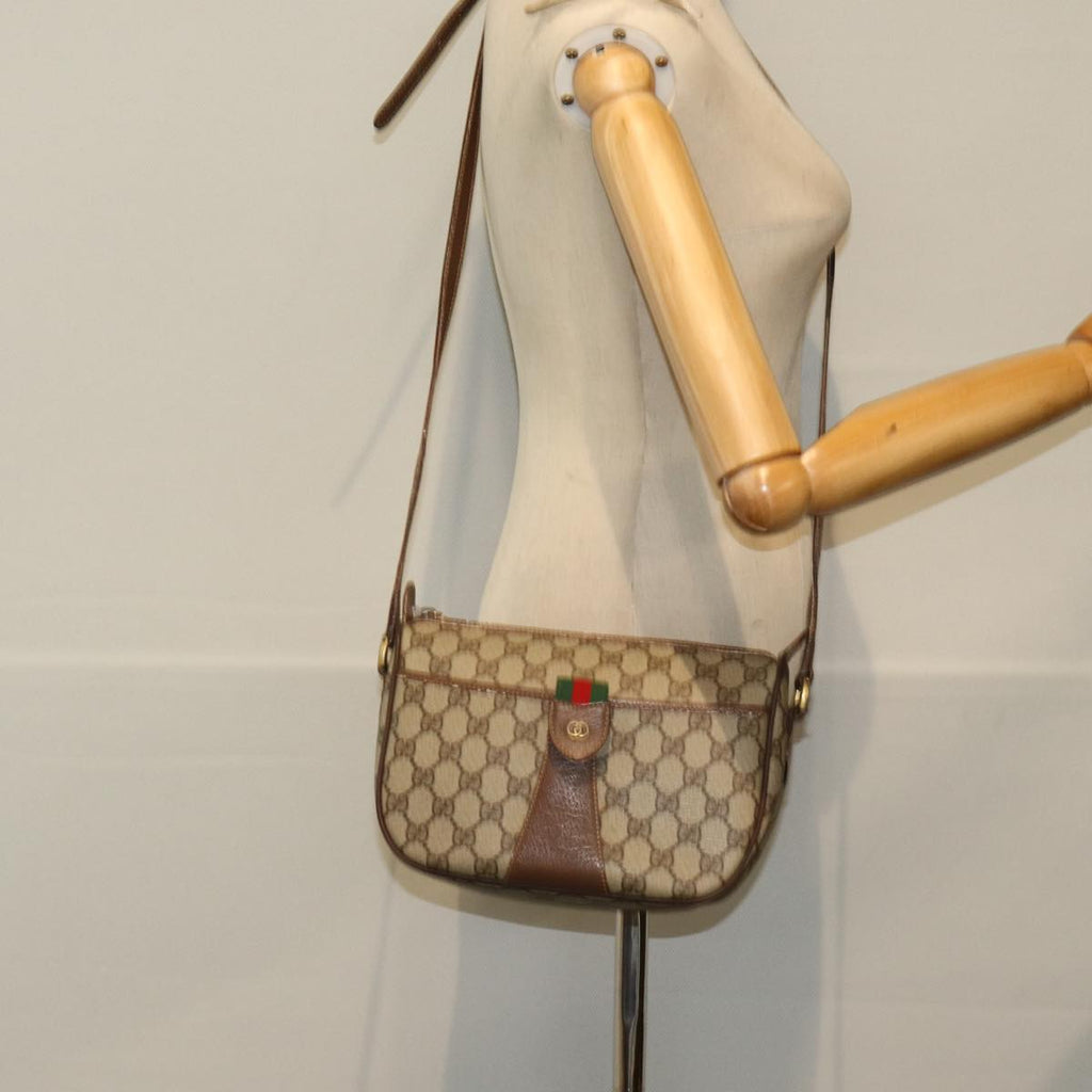 GUCCI GG Supreme Web Sherry Line Shoulder Bag PVC Beige 001 754 6177 84567