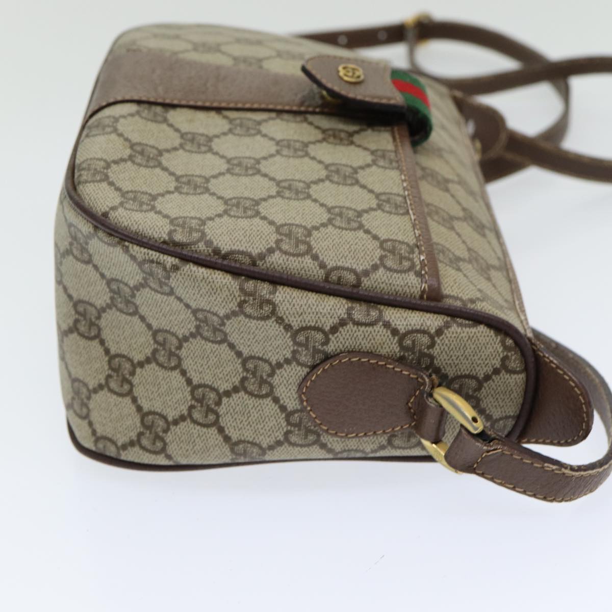 GUCCI GG Supreme Web Sherry Line Shoulder Bag PVC Beige 001 754 6177 84567