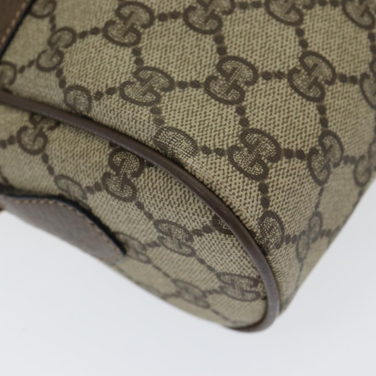 GUCCI GG Supreme Web Sherry Line Shoulder Bag PVC Leather Beige gold 84568