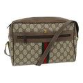 GUCCI GG Supreme Web Sherry Line Shoulder Bag PVC Leather Beige gold 84568