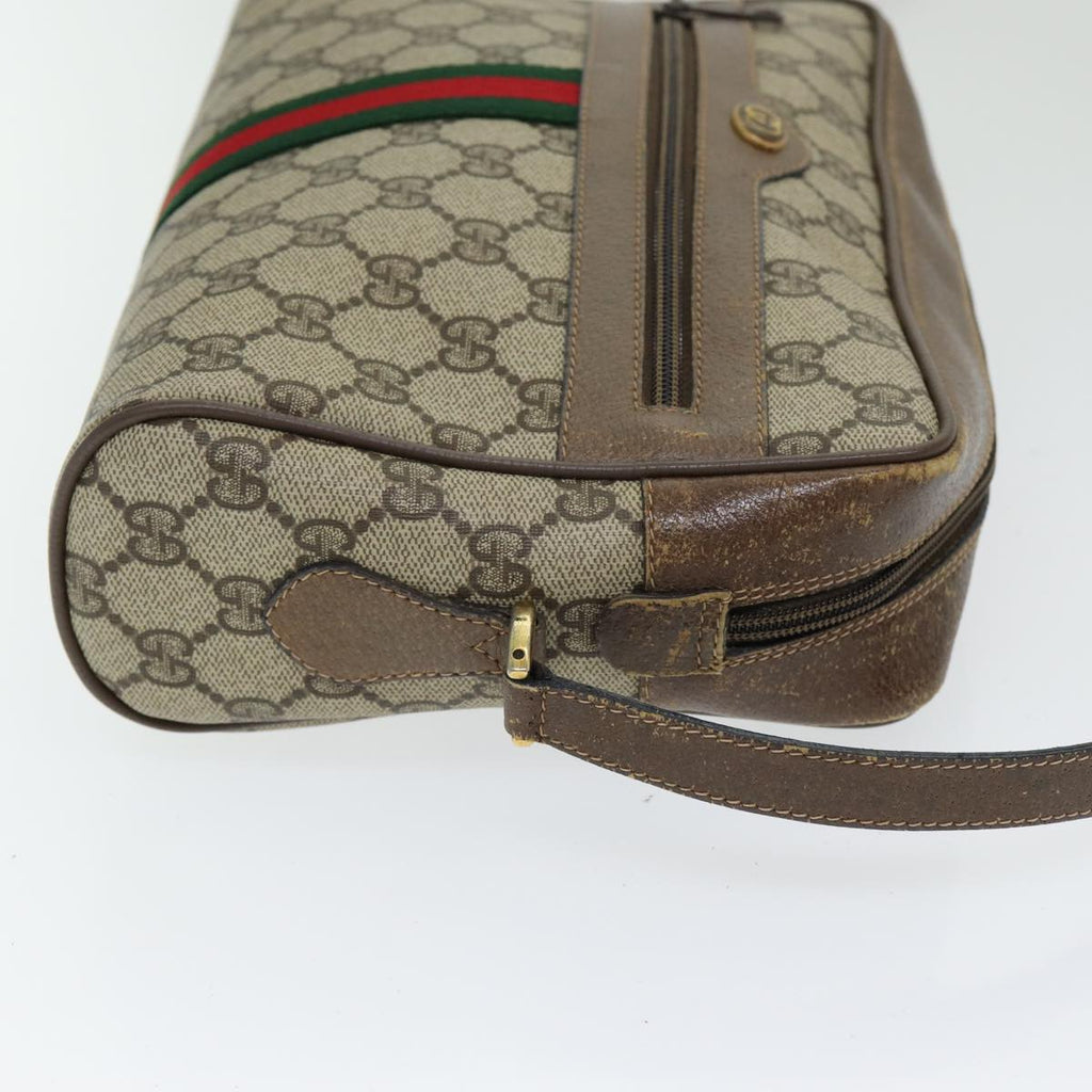 GUCCI GG Supreme Web Sherry Line Shoulder Bag PVC Leather Beige gold 84568