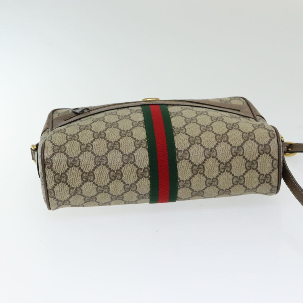GUCCI GG Supreme Web Sherry Line Shoulder Bag PVC Leather Beige gold 84568