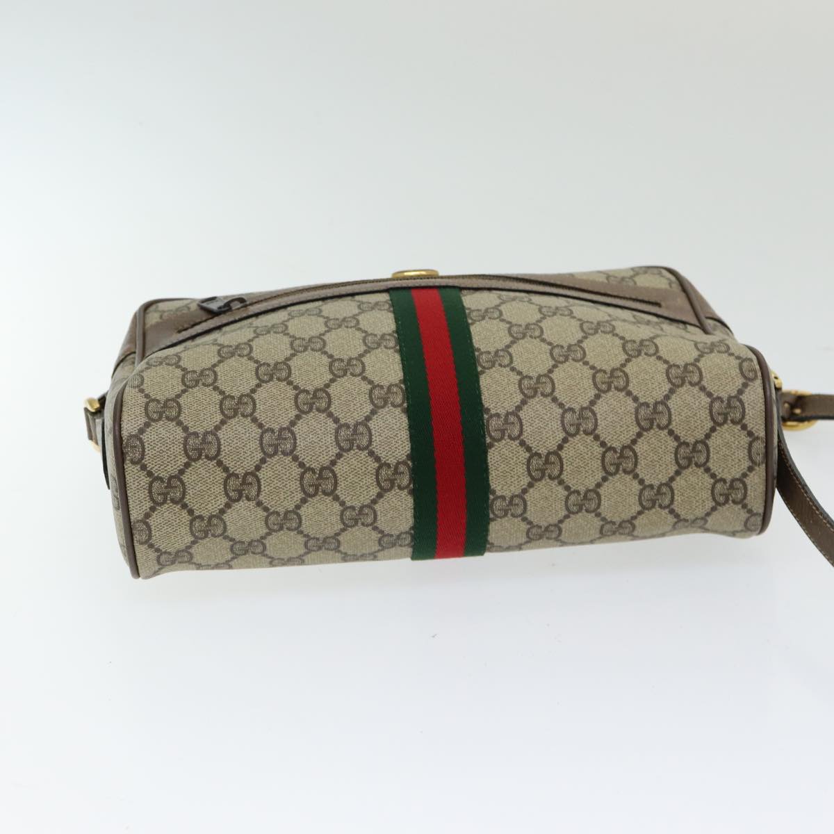 GUCCI GG Supreme Web Sherry Line Shoulder Bag PVC Leather Beige gold 84568