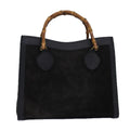GUCCI Bamboo Hand Bag Suede Black Gold 02 123 0260 84570