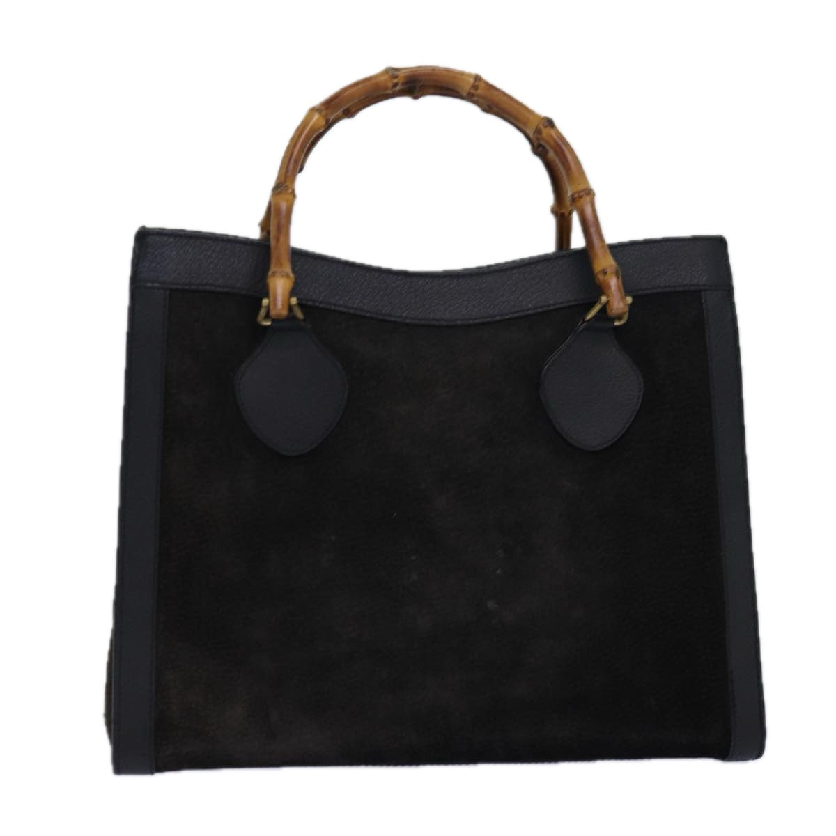 GUCCI Bamboo Hand Bag Suede Black Gold 02 123 0260 84570