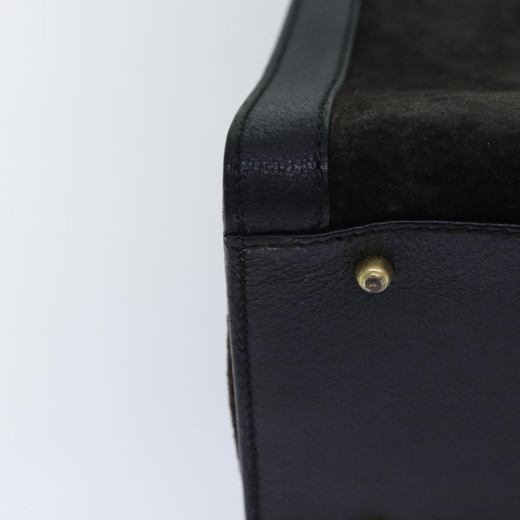 GUCCI Bamboo Hand Bag Suede Black Gold 02 123 0260 84570